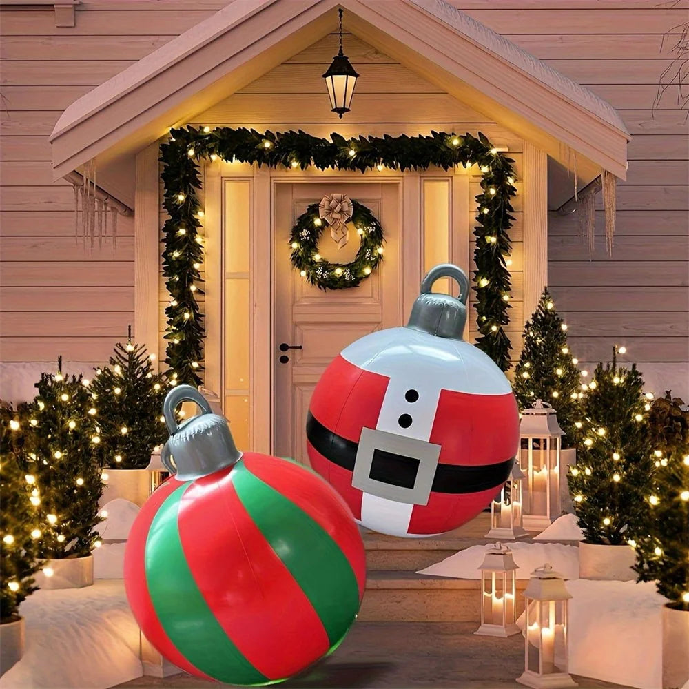 55CM Christmas Inflatable Ball Outdoor Garden Decorations PVC Giant Xmas Ball Christmas Large Balls Toy New Year Party Decors-Serilas