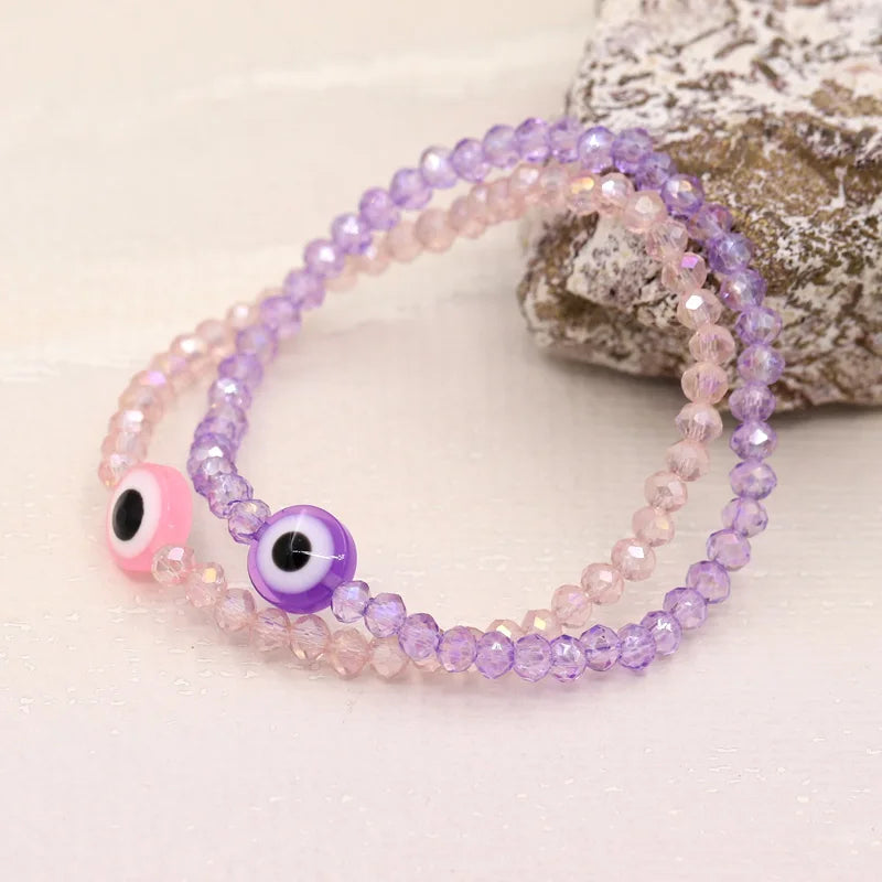 Multicolor Crystal Beaded Elastic Bracelets for Women Boho Jewelry Evil Eye Charm Bracelet Female Girl Gifts Wholesale-Serilas