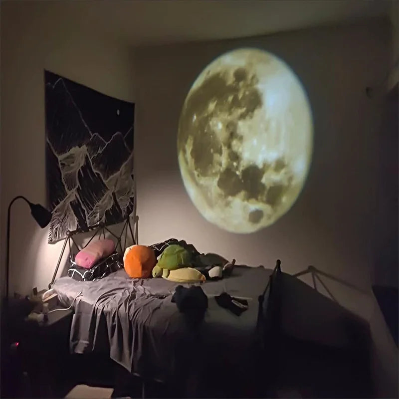 Ins Moon Projector Light Background Projector Photo Props Birthday Party Decoration Wall Lights Bedroom Decoration Night Light-Serilas