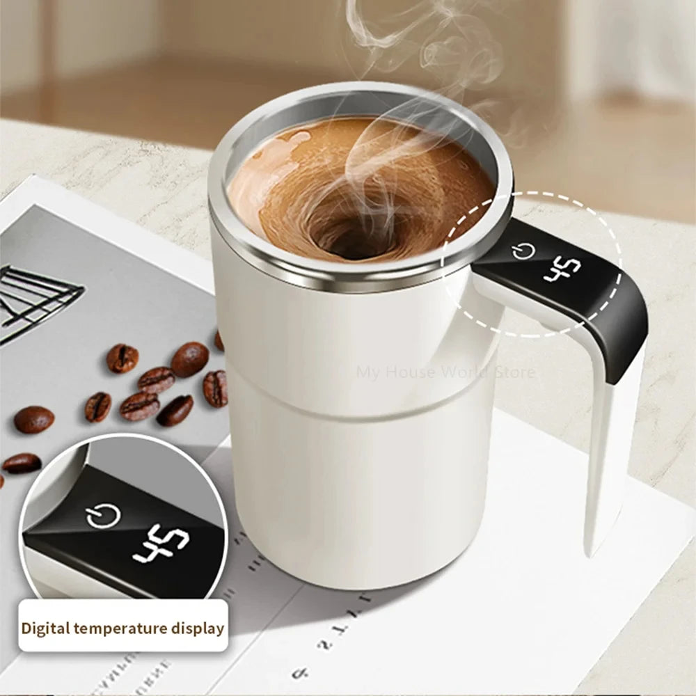 Automatic Stirring Cup Rechargeable Portable Coffee Electric Stirring Stainless Steel Mixer Rotating Magnetic Self Stirring Mugs-Serilas