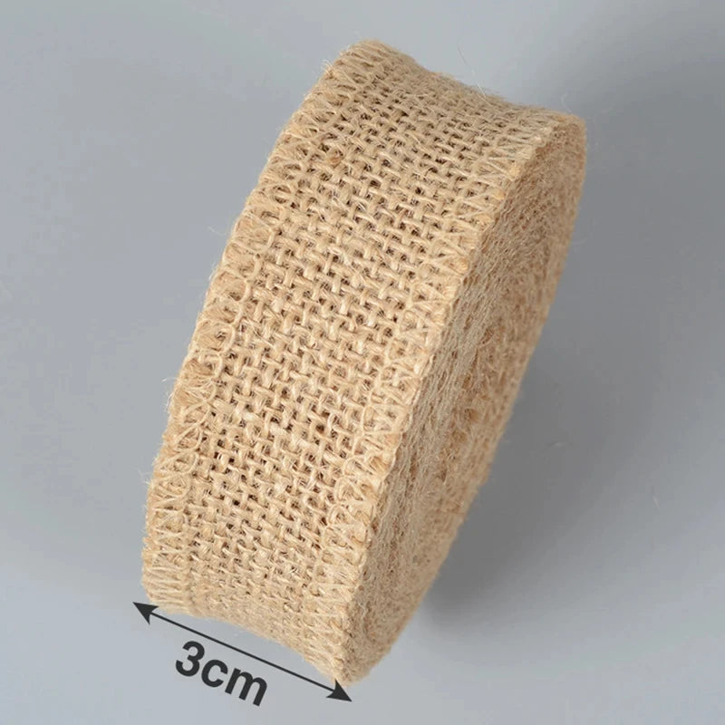Natural Jute Burlap 5M/Roll Hessian Ribbon for Vintage Rustic Wedding Decoration Ornament Festival Gift Party DIY Craft Supplies-Serilas