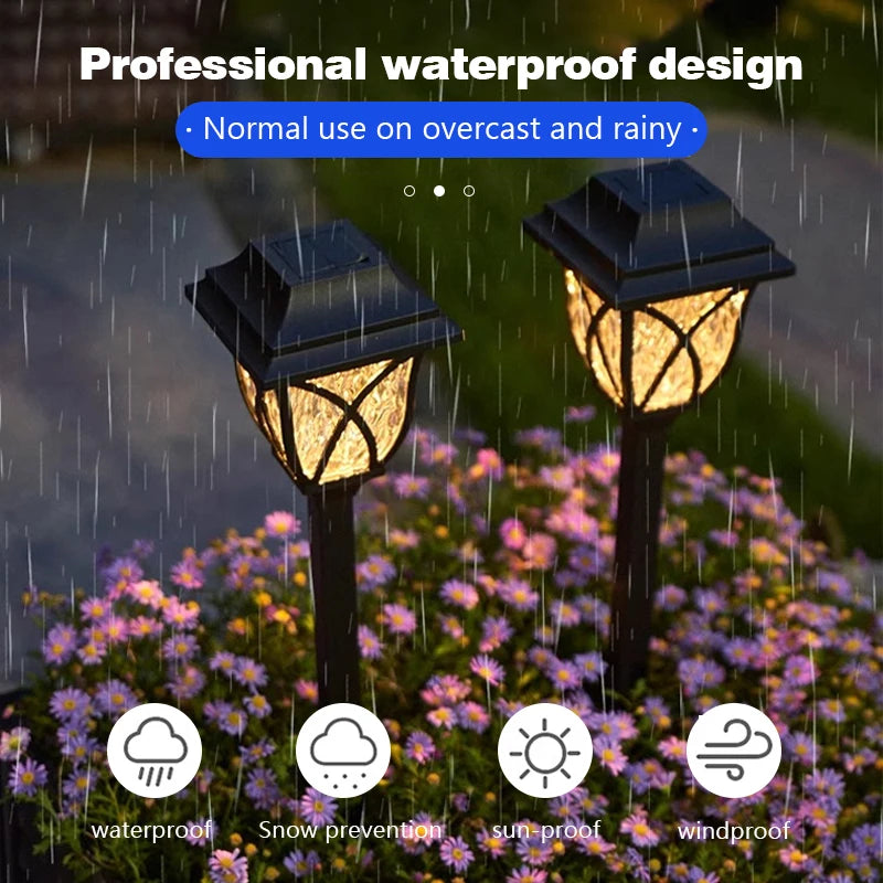 8 Pack LED Solar Courtyard Lamp Outdoor Waterproof Lawn Lights Solar Garden Paths Lane Landscape Lighting Decorative Lights