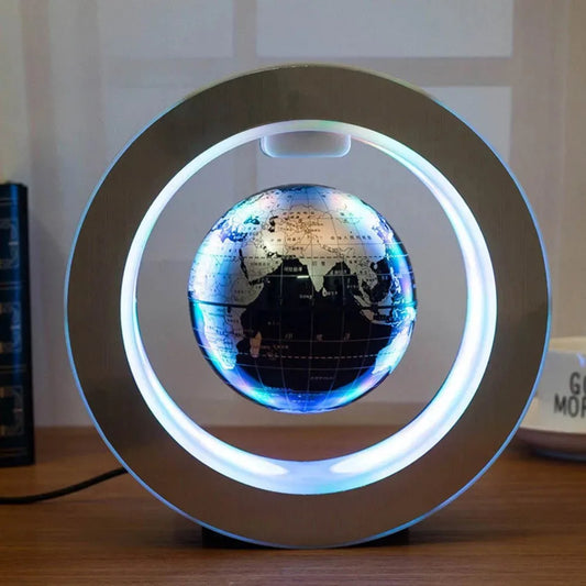 Floating Globe Levitating World Map Rotating Ornament LED Lamp for Bedside Light Novelty Floating Lamp Magnetic Levitation Globe-Serilas