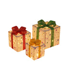 Set of 3 Christmas Lighted Gift Boxes with Bowknot Light Up Christmas Boxes Xmas Ornament for Xmas Holiday Party Indoor Outdoor-Serilas