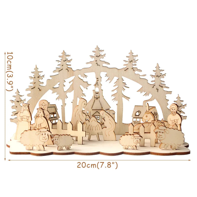 Christmas Wooden Ornaments Snowman Church Christmas Desktop Ornaments New Year Xmas Party Decorations for Home Navidad Gifts-Serilas