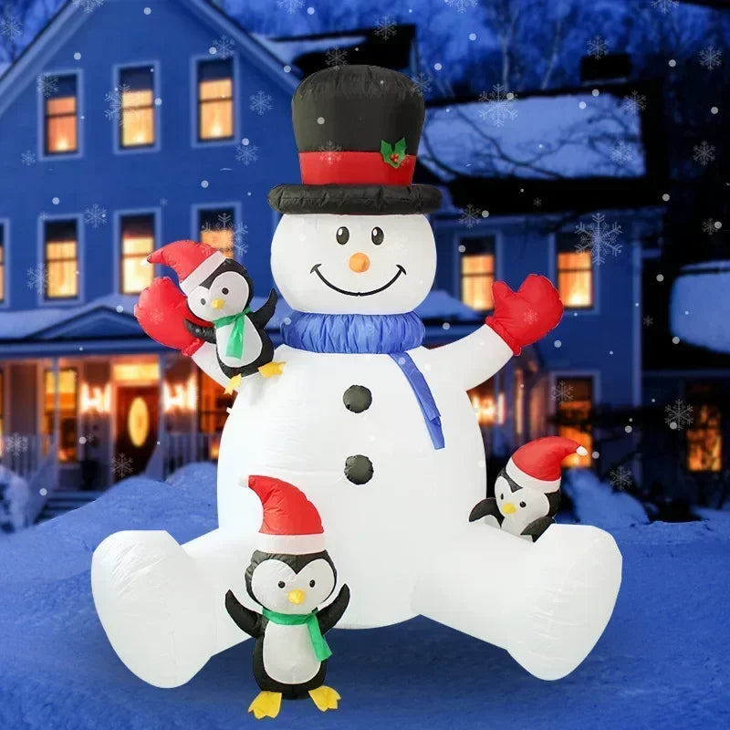 Christmas Inflatable Snowman Penguin Model Outdoor Party with Colorful Lights Interesting Decorations-Serilas