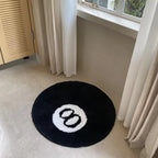 Plush Black 8 Ball Rug Creative Soft Anti-slip 8 Ball Carpet Round Skin Friendly 8 Ball Mat Hoom Decor-Serilas