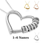 Fashion Personalized Name Heart Necklace Custom Letter Beads Necklace Love Heart Pendant for Women Family Mother's day Gift-Serilas