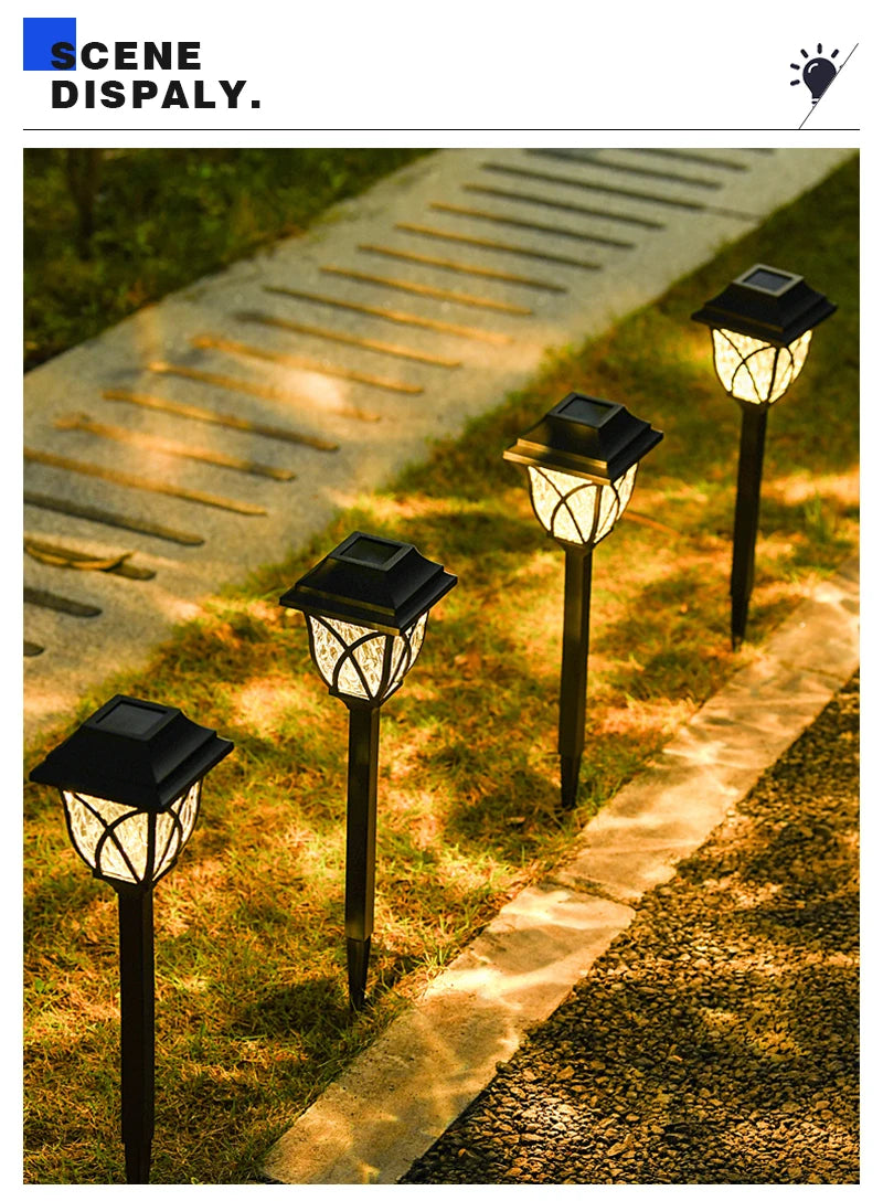 8 Pack LED Solar Courtyard Lamp Outdoor Waterproof Lawn Lights Solar Garden Paths Lane Landscape Lighting Decorative Lights