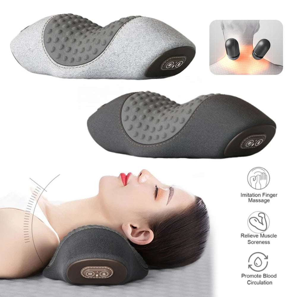 Electric Neck Massager Pillow Cervical Stretcher Heating Vibration Massage Back Traction Orthopedic Sleeping Pillows Support-Serilas