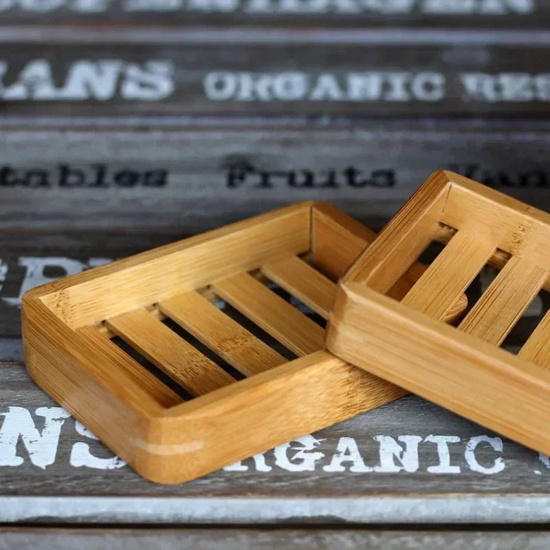 Portable Wooden Natural Bamboo Soap Dishes Tray Holder Storage Soap Rack Plate Container Bathroom Accessories  Storage Organizer-Serilas