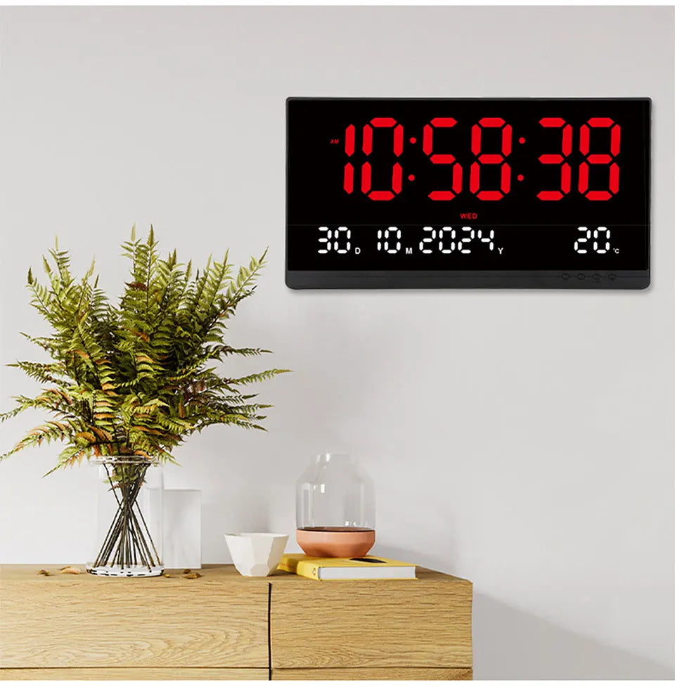 21 Inch Large Digital Wall Clock Large LED Screen Display Clock with Time/Date/Week/Temperature 12/24H Adjustable Brightness-Serilas