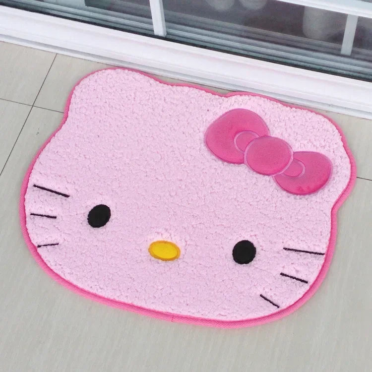 50x60cm Kawaii Hello Kitty Cartoon Rug Anime Kt Cat Plush Floor Mat Bathroom Non-Slip Carpet Car Cushion Soft Living Room Decor-Serilas