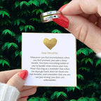 Just Breathe Heart Ring for Women Men, Stainless Steel Spiral Wrap Healing Rings, Inspirational Heart felt Gifts with Box-Serilas