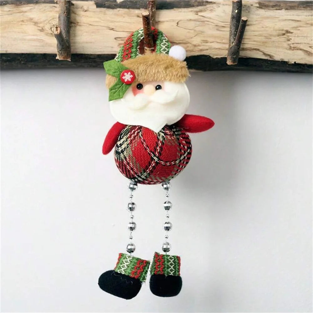 Christmas Tree Decorations, Plush Hanging Ornaments for Holiday Party, Santa Claus Snowman Reindeer Christmas Home Decoration-Serilas