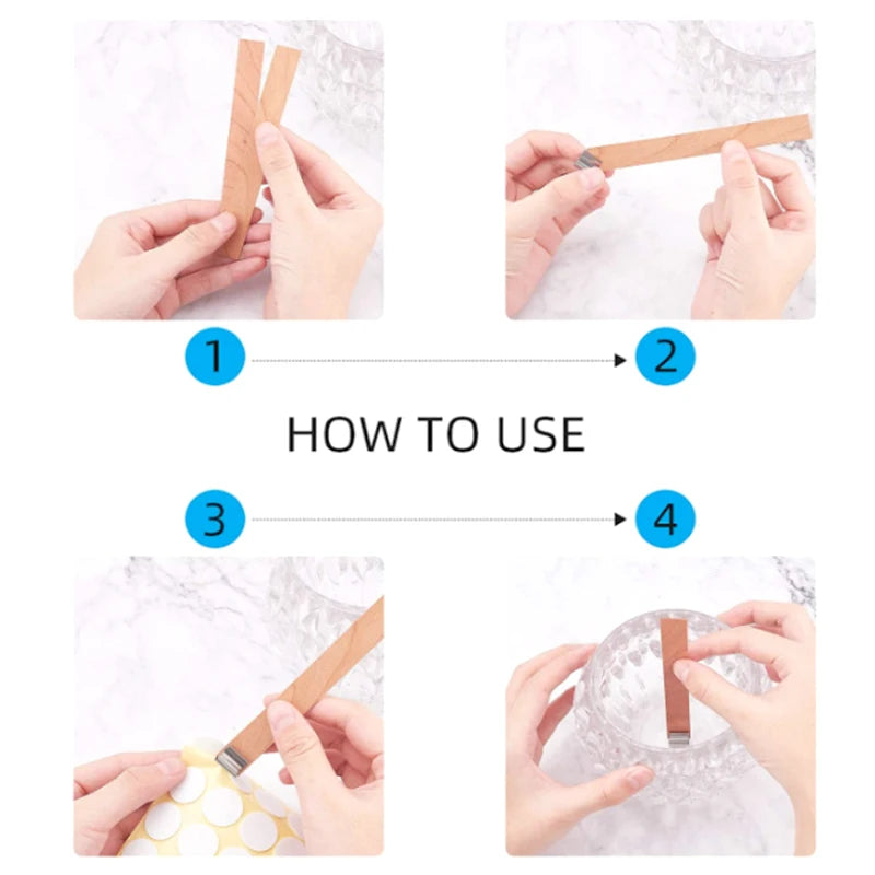 30pcs Wooden Candles Wick for DIY Paraffin Candle Jar Making Kit Candle Core with Clip Base Handmade Smokeless Candle Wick Cores-Serilas