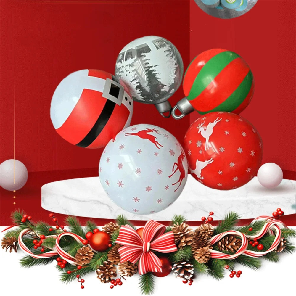 55CM Christmas Inflatable Ball Outdoor Garden Decorations PVC Giant Xmas Ball Christmas Large Balls Toy New Year Party Decors-Serilas