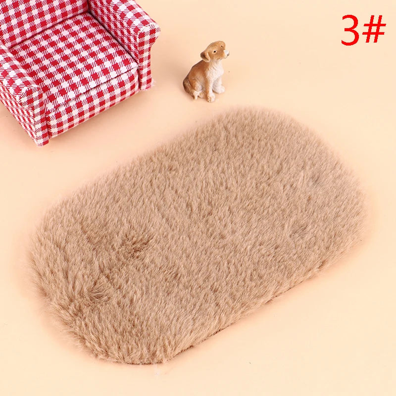 Dollhouse Miniature Plush Rug Carpet Mat Dolls House Living Room Furniture Decoration Accessories-Serilas