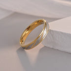 Stainless Steel Couple Rings Gold color Wave Pattern Wedding Infinity Ring Men and Women Engagement Jewelry Gifts Drop Shipping-Serilas