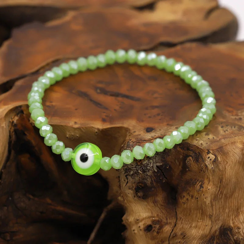 Multicolor Crystal Beaded Elastic Bracelets for Women Boho Jewelry Evil Eye Charm Bracelet Female Girl Gifts Wholesale-Serilas