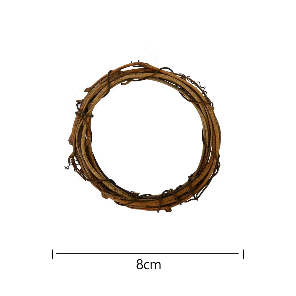 Natural Wreath 8/10/12cm Diameter Christmas Rattan Wreath Rings Braided Wreath DIY Hand-Woven Grapevine Vines Wreaths Crafts-Serilas