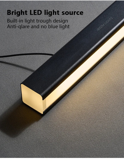 Modern LED linear chandelier for dining room office white bar pendant lights kitchen island lighting black minimalist lamp