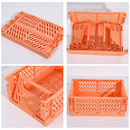 5 Color Organizing Storage Baskets Case Folding Student Desktop Basket Tape Stationery Plastic Foldable Container Storage Box-Serilas