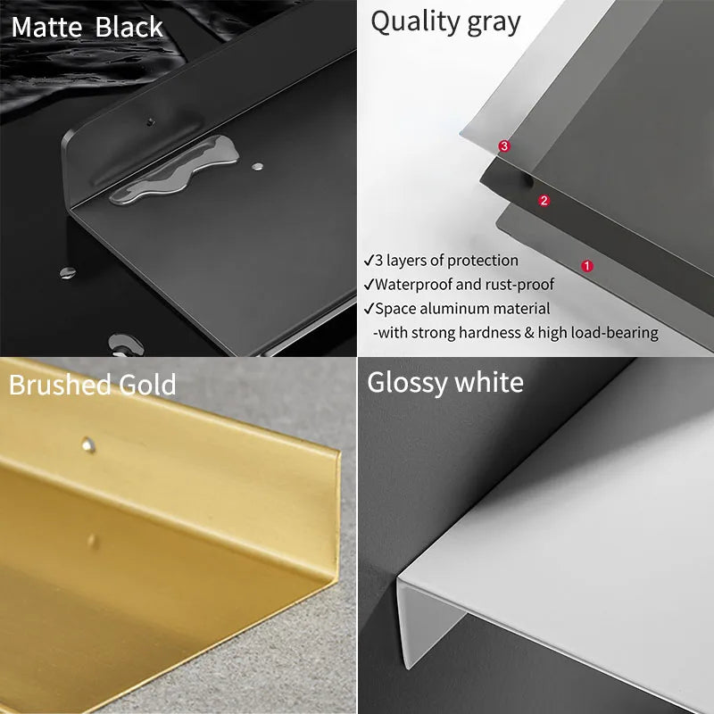 Floating Bathroom Shelves Without Drilling Storage Wall Rack Home Organizer Ledge Hardwares Cabinet Kitchen Accessories Toilet-Serilas