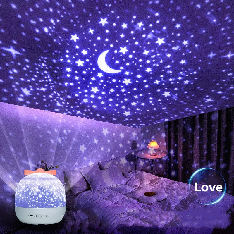 Starry Projector Night Light Rotating Sky Moon Lamp Galaxy Lamp Home Bedroom Decoration Starlight Christmas Lights for Kids Gift-Serilas