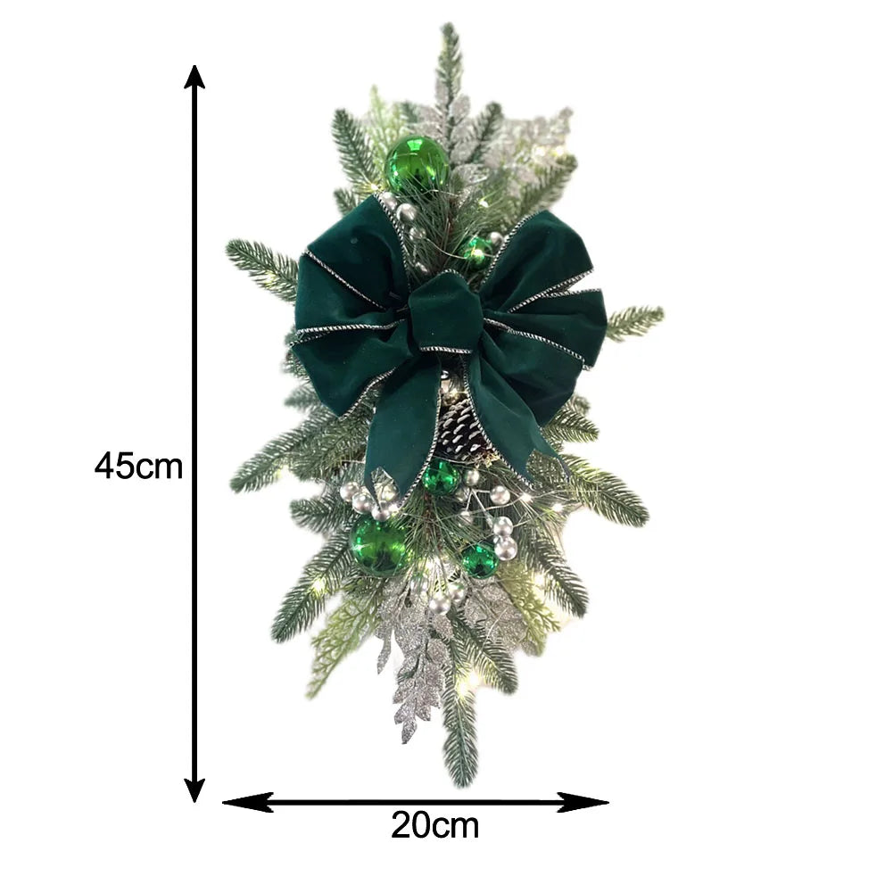 Christmas Staircase Decoration Wreath DIY Indoor Outdoor Garland Decoration With LED Decoration Prop Evening Party Dress Up Prop-Serilas