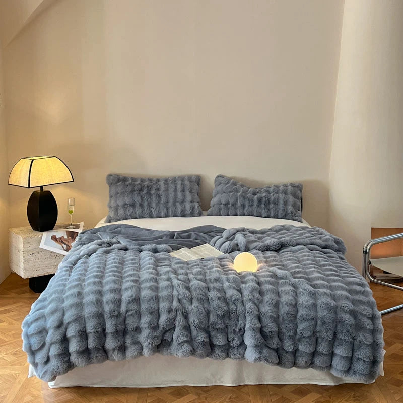Luxury Faux Fur Rabbit Fur Thickened Blanket, Winter Soft Blanket Throw for Home Bed Sofa Cover 100X150cm 150X200cm 200X230cm-Serilas