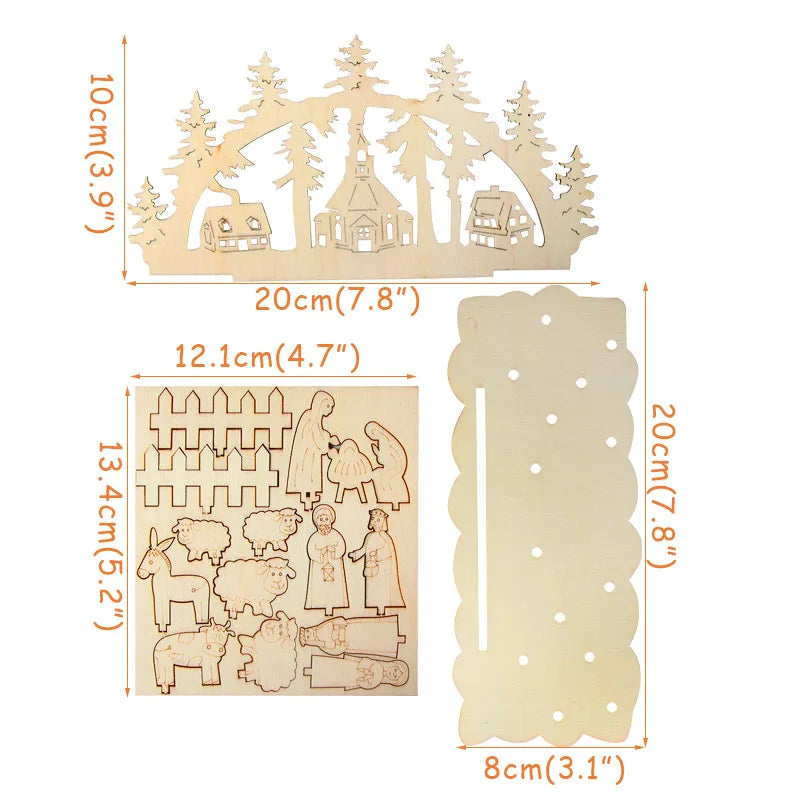 Christmas Wooden Ornaments Snowman Church Christmas Desktop Ornaments New Year Xmas Party Decorations for Home Navidad Gifts-Serilas