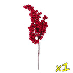 Christmas Red Berries Branch  Artificial Holly Berry Stamen Wreath DIY Foam Fake Flower Ornaments for Xmas Tree Party Home Decor-Serilas