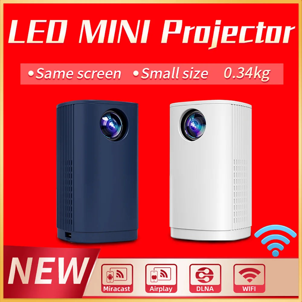 Smart Projector WIFI Mini Portable Home Theater Mobile Phone Same Screen Projector Support 4K LED Home Video Projector &Speaker-Serilas