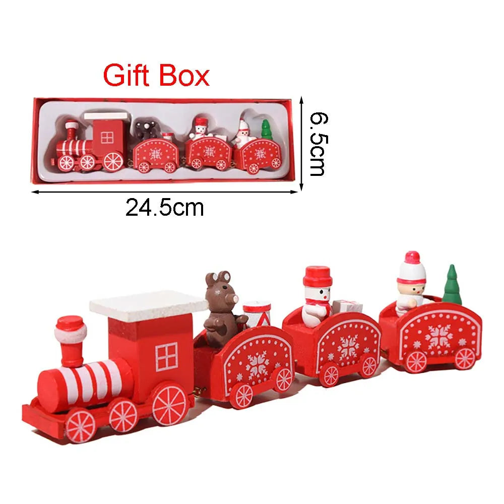 Christmas Wood Train Decoration,Christmas Ornaments With Moving Train,Home Noel,Happy New Year 2025 Gifts-Serilas