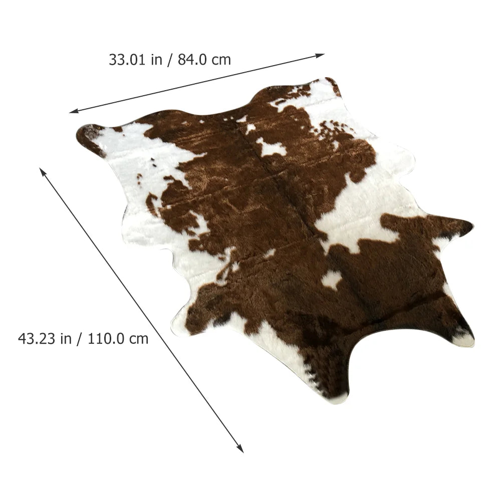 Simulated Cow Pattern Plush Carpet Area Rugs Bedside Keep Warm Print Imitation Home Floor Cushion Decorative-Serilas