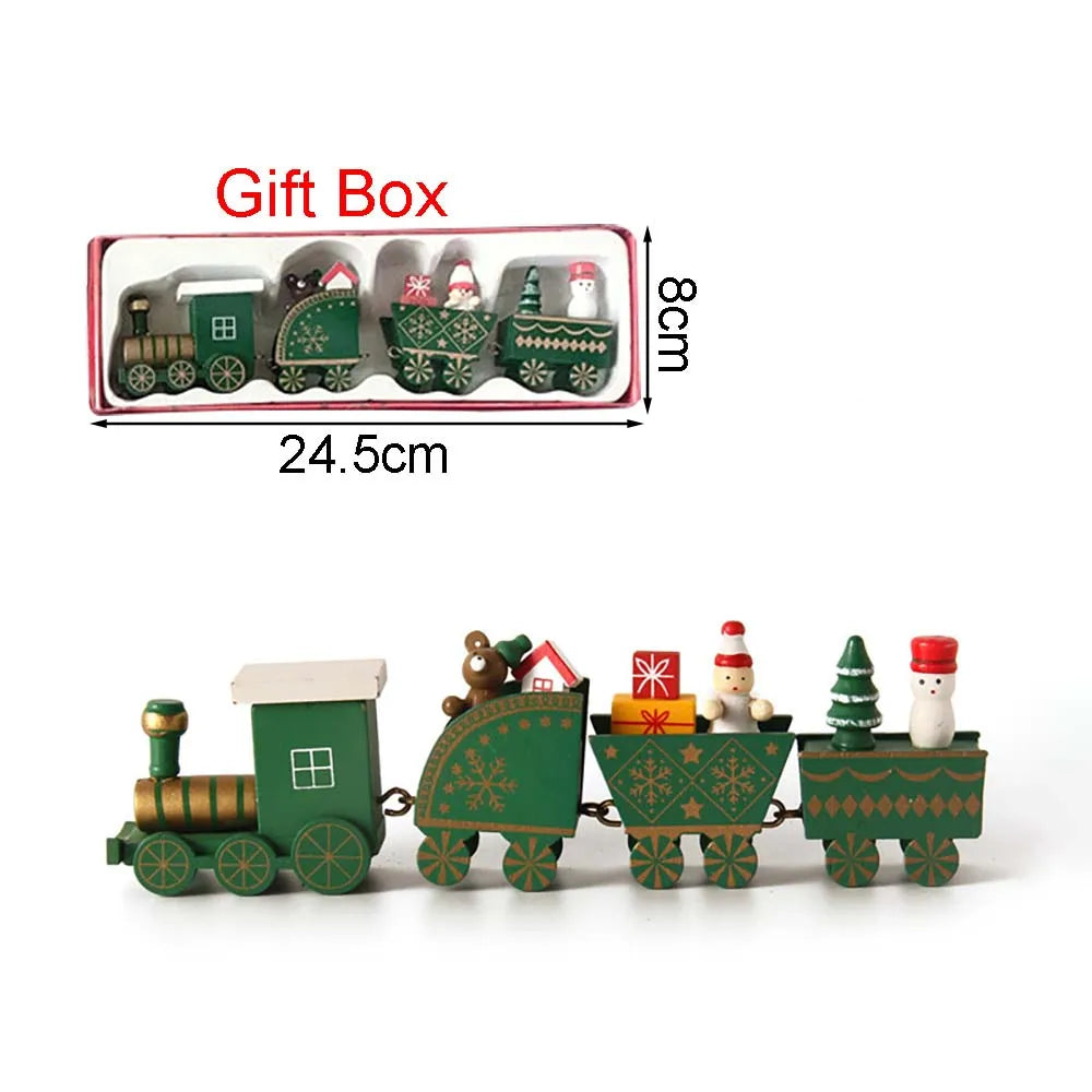 Christmas Wood Train Decoration,Christmas Ornaments With Moving Train,Home Noel,Happy New Year 2025 Gifts-Serilas