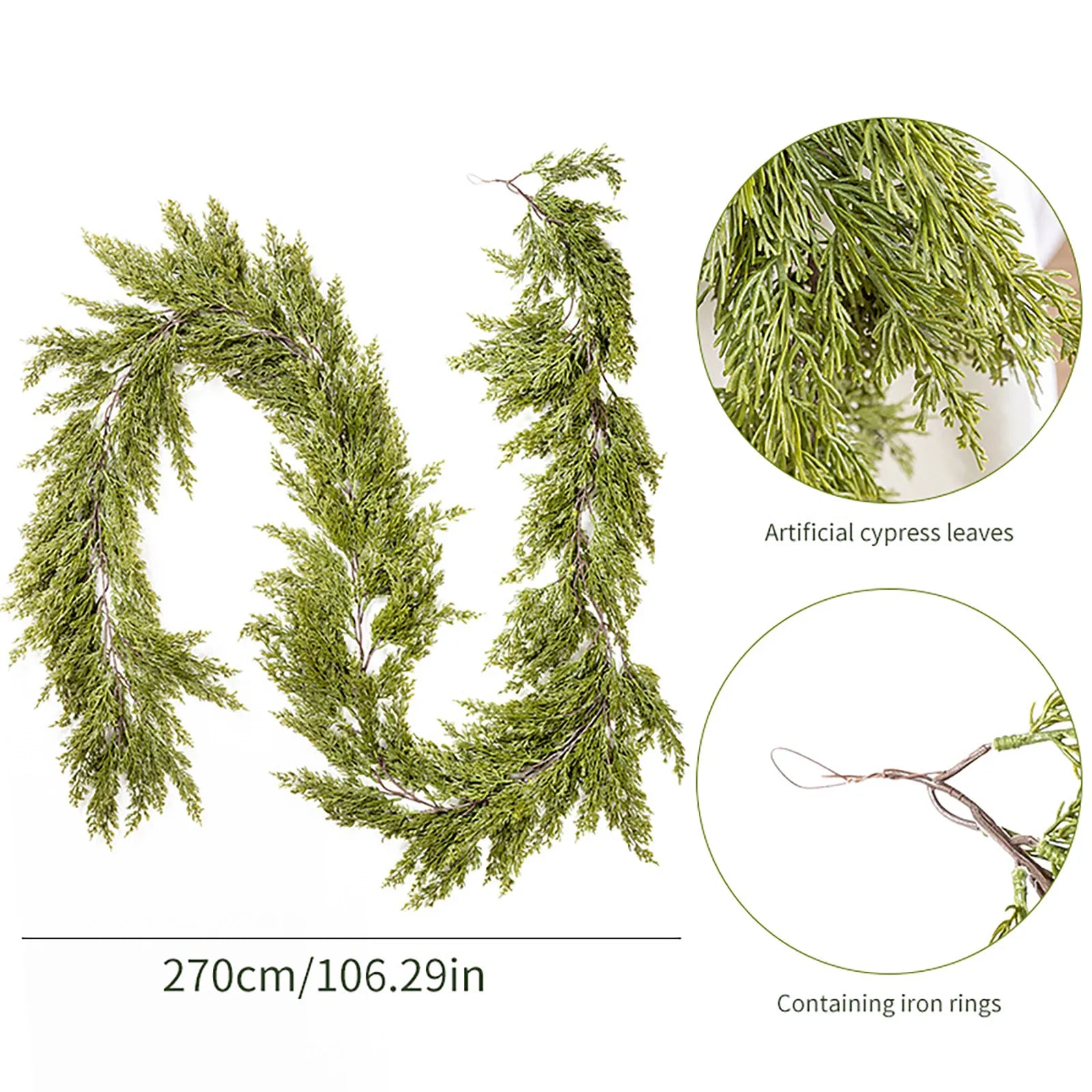 Christmas Garland Artificial Pine Garland For Outdoor Or Indoor Garden Green Fireplaces Holiday Party Decorations 1.8/1.9/2.7m-Serilas
