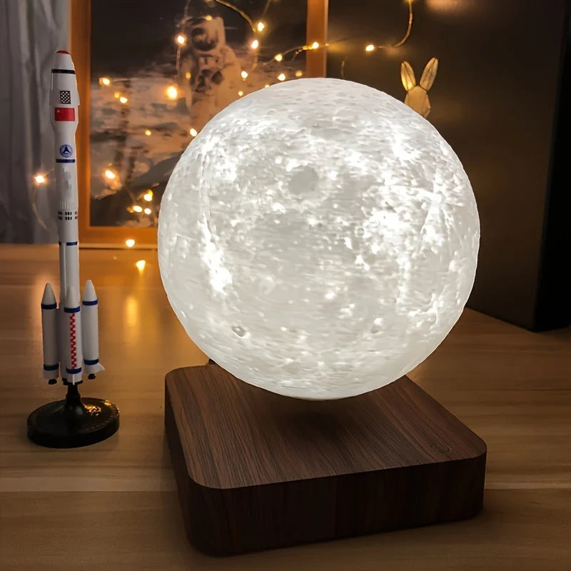 Levitating Moon Lamp, Magnetic Floating Moon Lamp Spinning Luna Night Light with 3 Color Modes, for Home Office Desk Decor,-Serilas