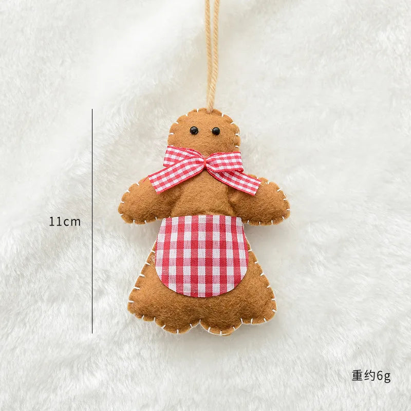 Christmas Tree Snowflake Gift Decoration Pendant Wool Felt Gingerbread Handmade DIY Accessories Christmas New Year Decoration-Serilas