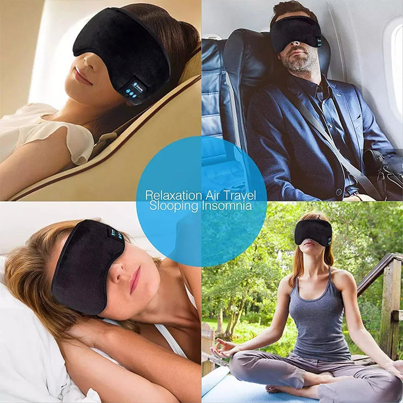 Bluetooth Sleeping Headphones 3D Eye Mask Wireless Air Travel Bluetooth 5.0 Headband Soft Elastic Comfortable Music Earphones-Serilas
