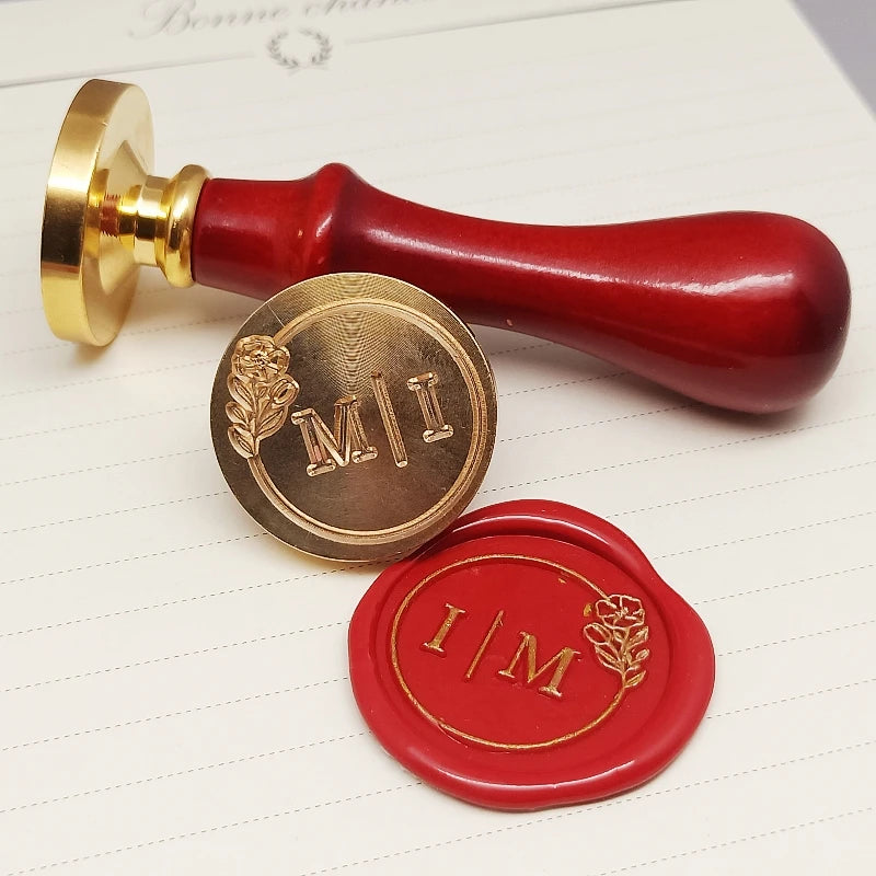 Ornament wreath Name Wedding Customized Wax Stamp Initial stamp,DIY Ancient Seal Retro Stamp,Personalized designVintage Wax Seal-Serilas