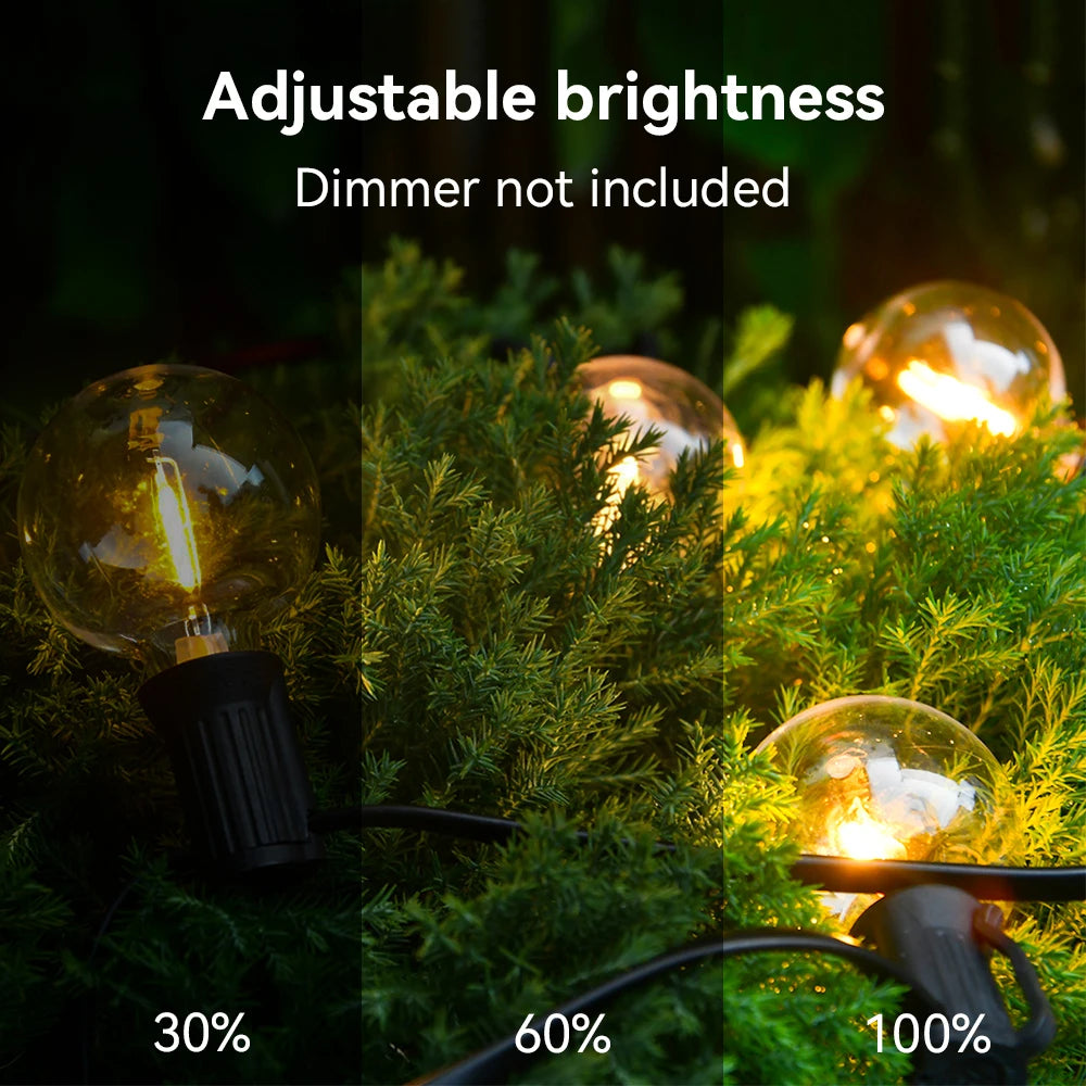 LED String Light G40 Shatterproof Light String IP44 Patio Light Outdoor Garland Light For Garden Wedding Decoration 18M 26M 45M-Serilas