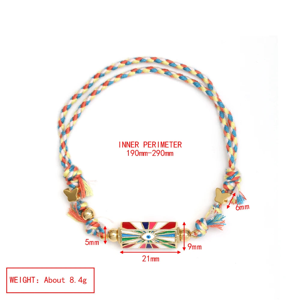 Lucky Eye Copper Enamel Turkish Evil Eye Charm Bracelet DIY Adjustable Rope Chain Bracelet for Women Men Girls Fashion Jewelry-Serilas