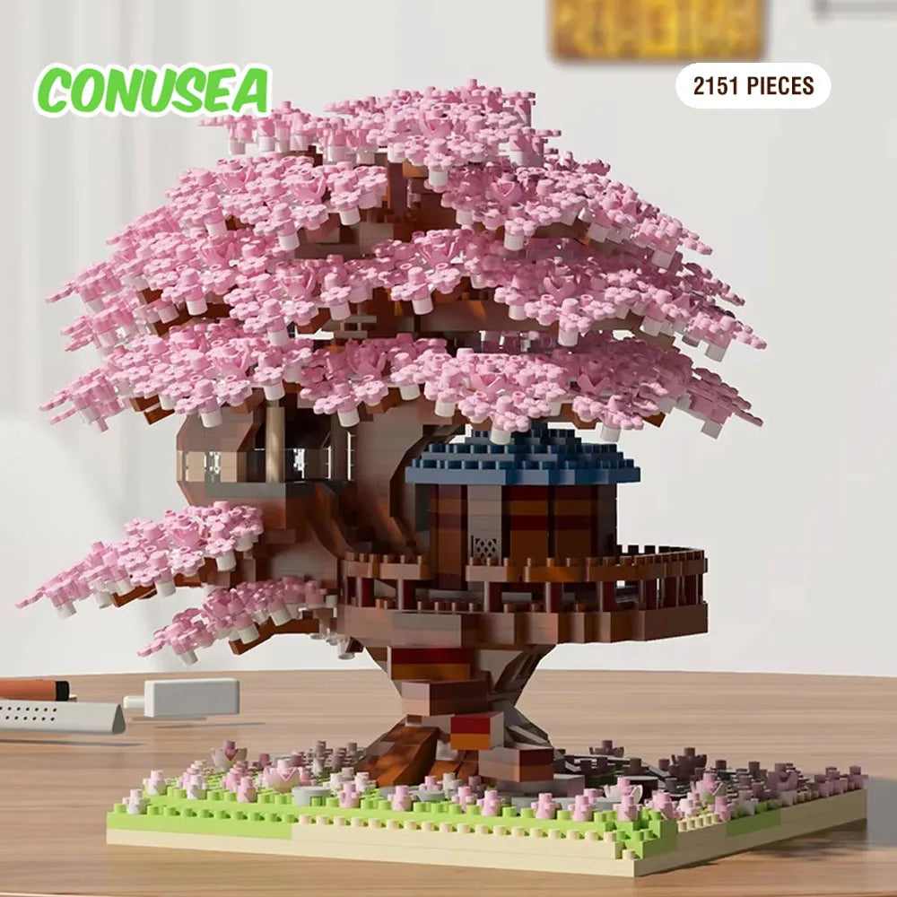 Christmas Gifts DIY Flowers Tree House Micro Building Blocks Block Assembly Brick Handmade Girls Girlfriend Birthday gift kids-Serilas