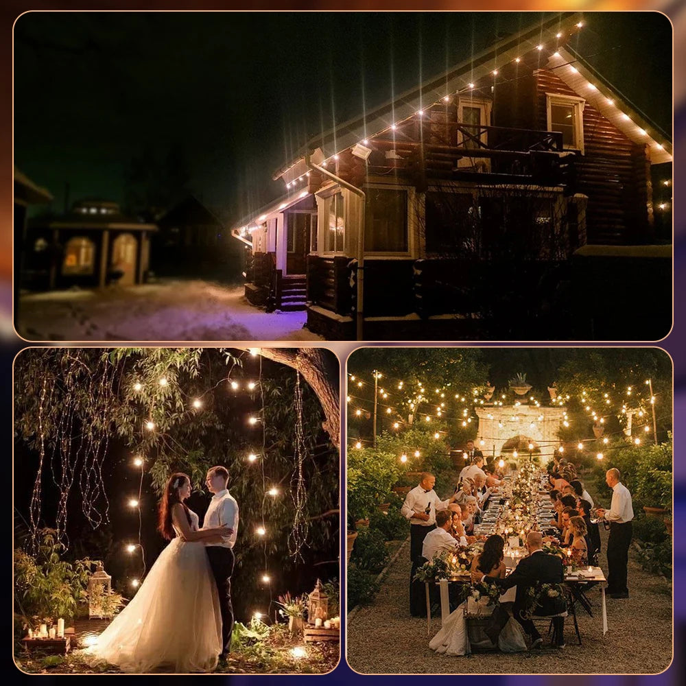 LED String Light G40 Shatterproof Light String IP44 Patio Light Outdoor Garland Light For Garden Wedding Decoration 18M 26M 45M-Serilas
