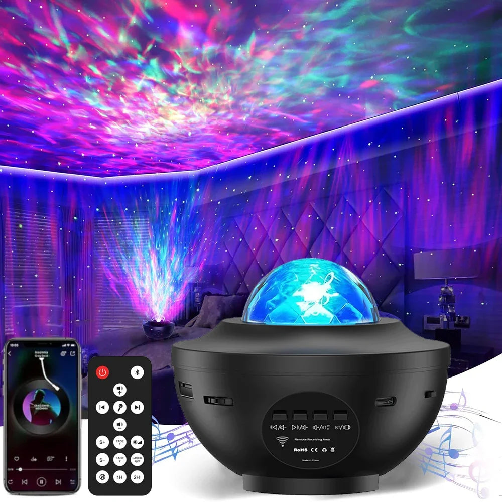 LED Star Galaxy Projector Ocean Wave Night Light Room Decor Rotate Starry Sky Romantic Porjectors Luminaria Decoration Gifts-Serilas