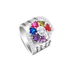 Personalized Name Ring with 1-8 Birthstones Custom Names Birthstone Rings Family Ring Jewelry Gifts for Women Mother Daughter-Serilas