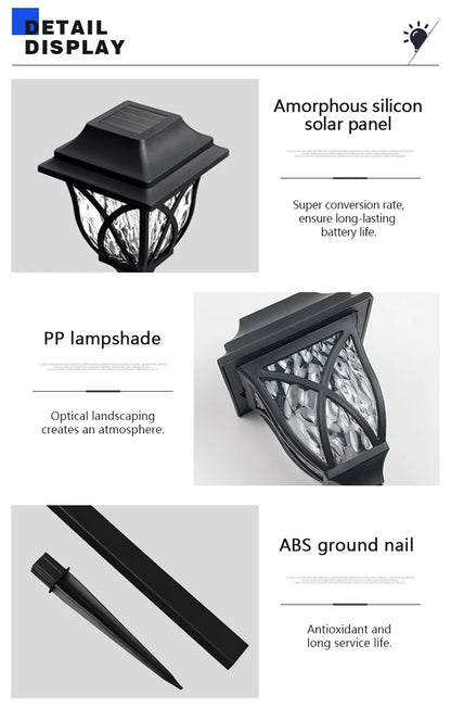 8 Pack LED Solar Courtyard Lamp Outdoor Waterproof Lawn Lights Solar Garden Paths Lane Landscape Lighting Decorative Lights