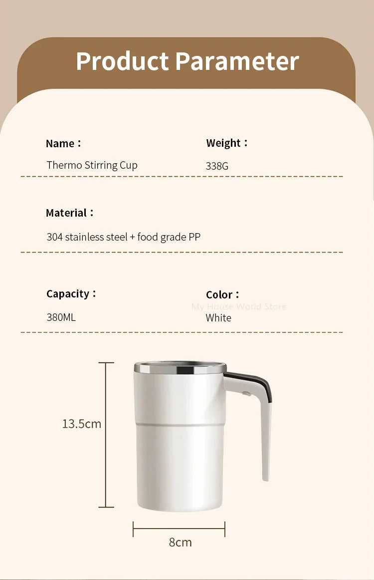 Automatic Stirring Cup Rechargeable Portable Coffee Electric Stirring Stainless Steel Mixer Rotating Magnetic Self Stirring Mugs-Serilas
